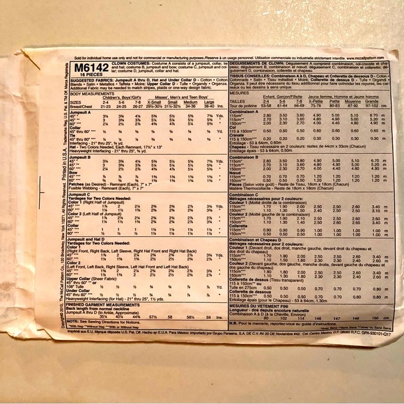 McCall’s M6142 Child’s Clown, Jester Uncut Sewing Pattern (7-8) - Picture 5 of 12